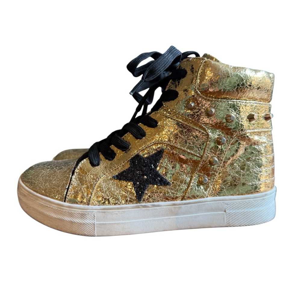 kidpik Gold and Black Kids Sneakers